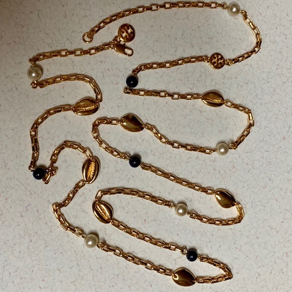 TORY BURCH MIKAH GOLD PLATED STATION NECKLACE NWOT - Picture 4 of 8